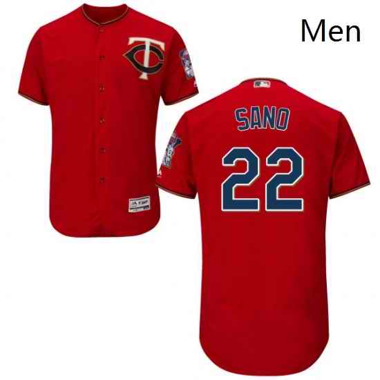 Mens Majestic Minnesota Twins 22 Miguel Sano Authentic Scarlet Alternate Flex Base Authentic Collection MLB Jersey